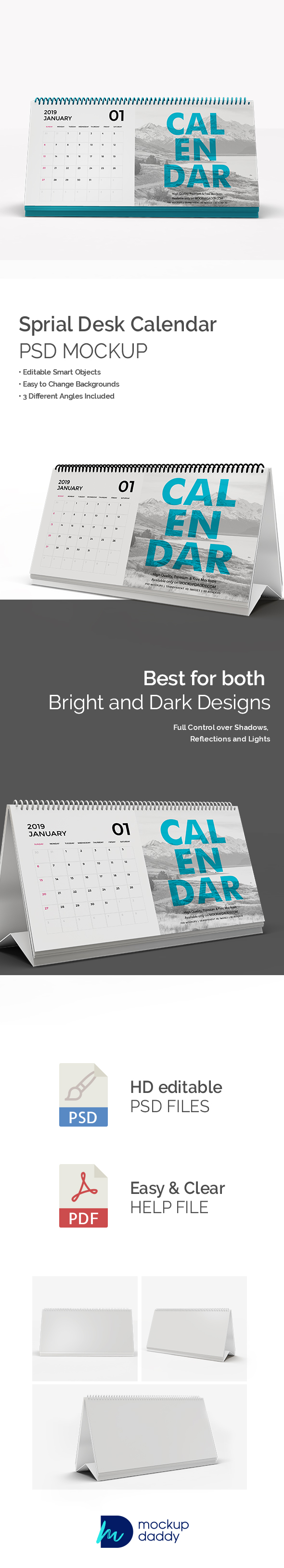 Spiral Desk Calendar Mockup Featured