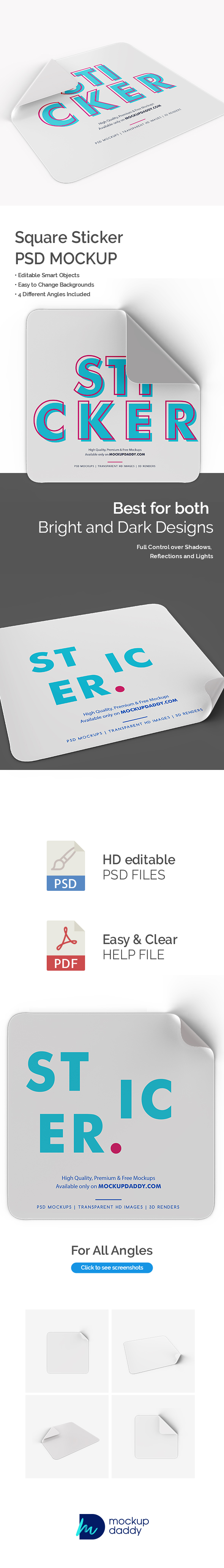 Square Adhesive Sticker Mockup Featured