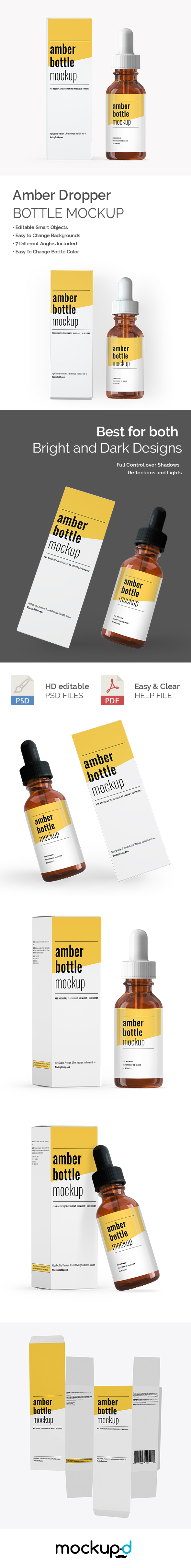 Amber Bottle With Box Mockup Featured