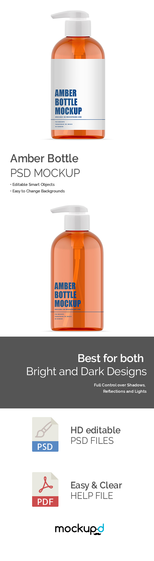 Download Amber Bottle With Pump Mockup Mockup Daddy PSD Mockup Templates