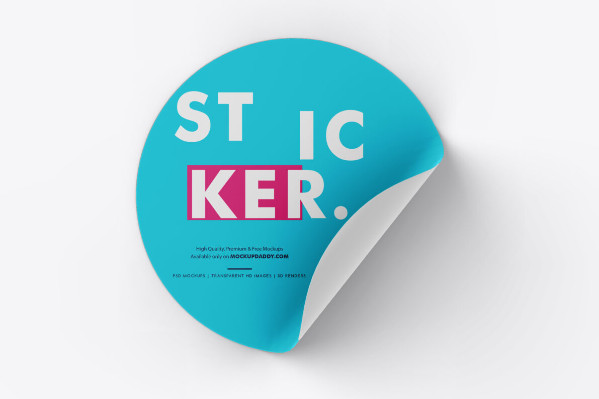 Round Adhesive Sticker Mockup - Mockup Daddy