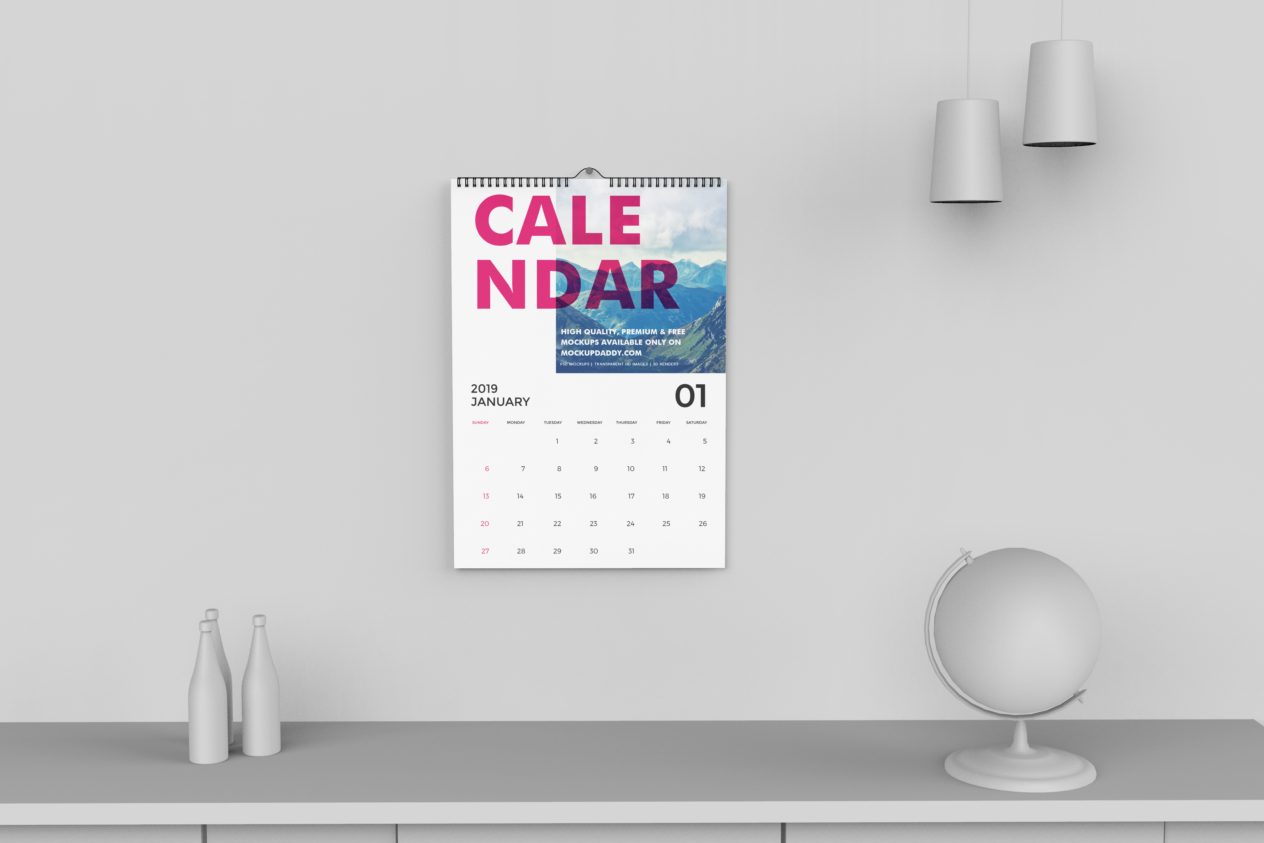 Download Wall Calendar Mockup Free - Mockup Daddy