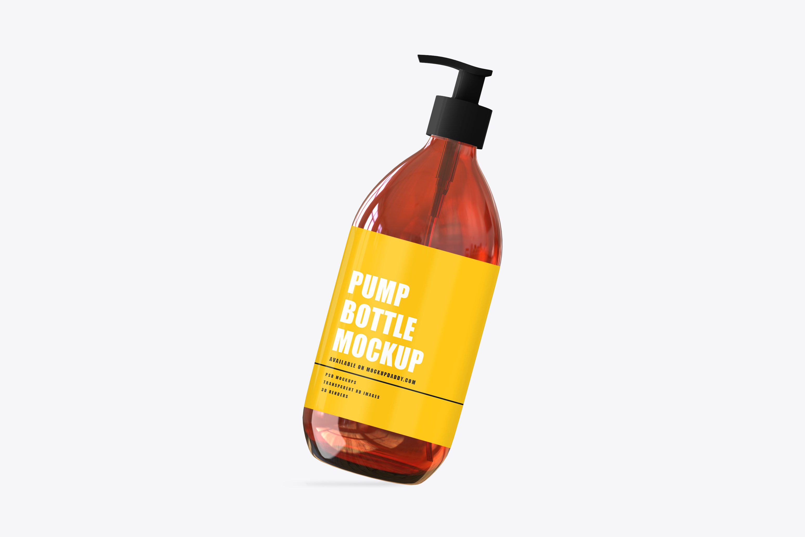 Download Amber Bottle with Pump Mock-Up - Mockup Daddy