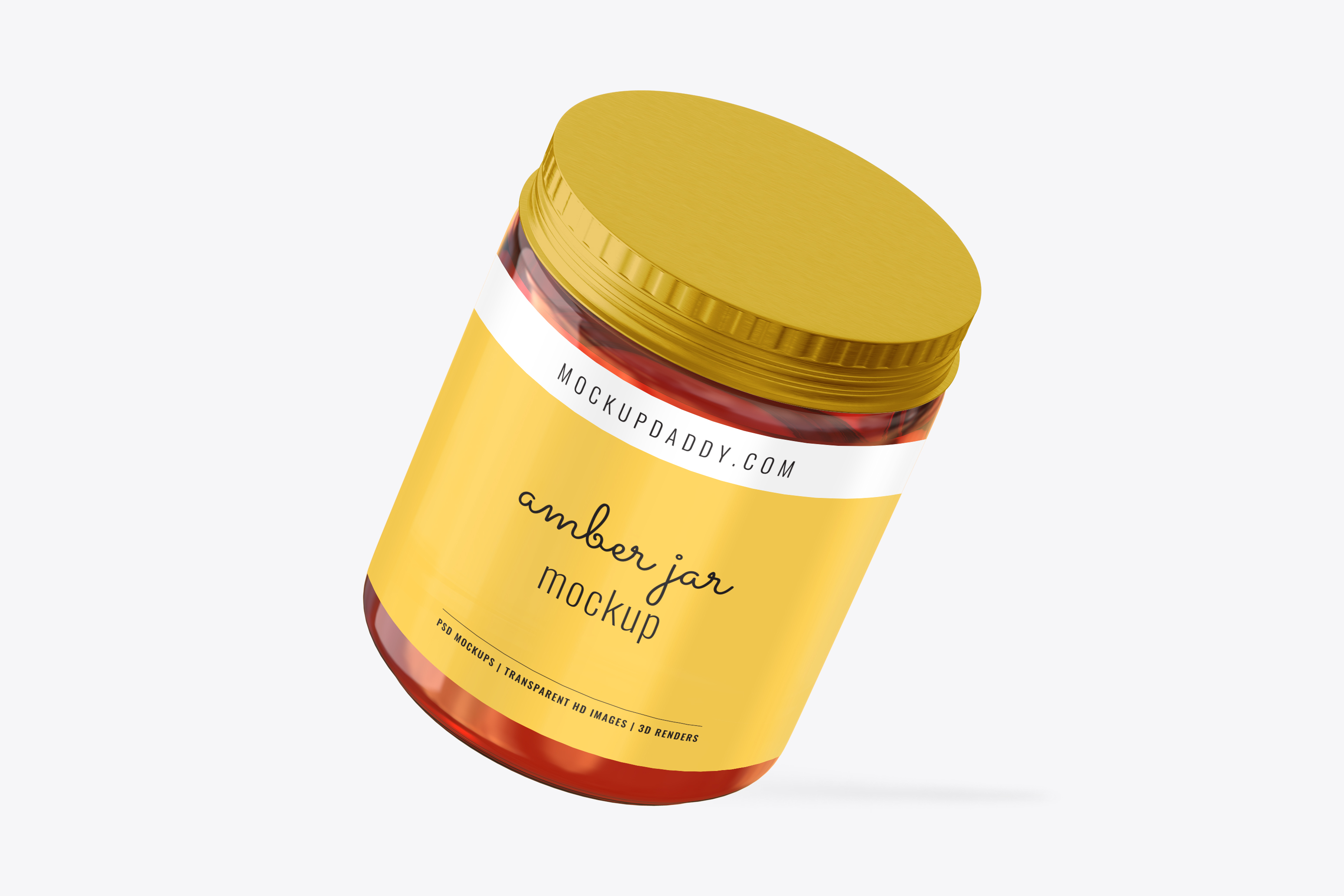 Download Amber Jar with Metallic Lid Mockup - Mockup Daddy