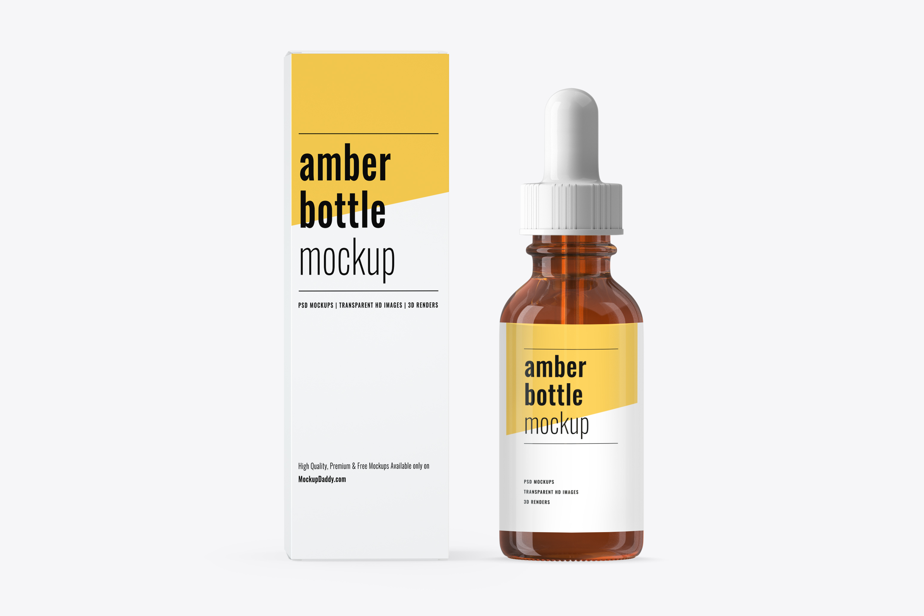 Download Amber Glass Bottle With Box Mockup Mockup Daddy