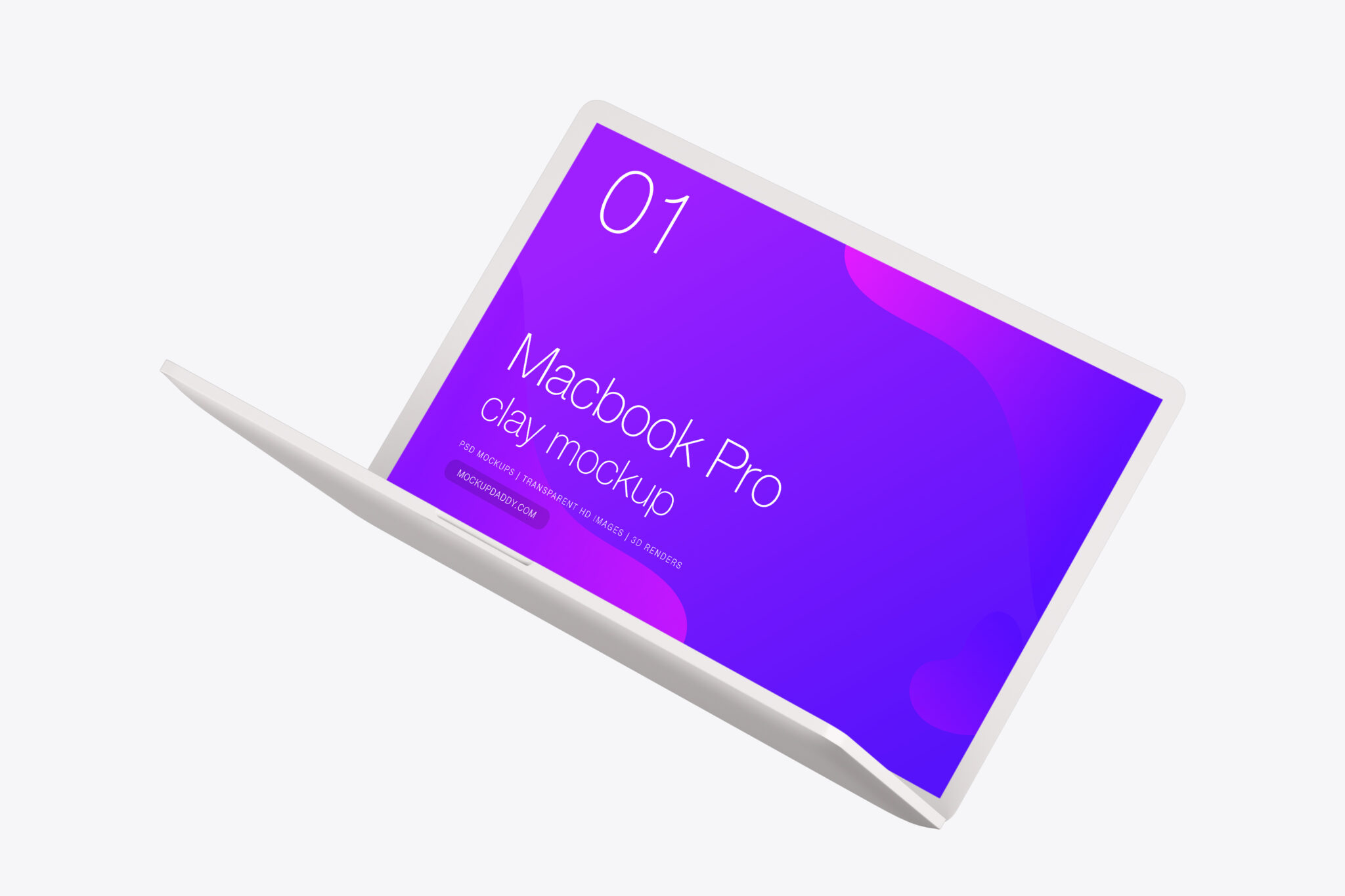 Floating MacBook Pro Clay Mockup   Mockup Daddy