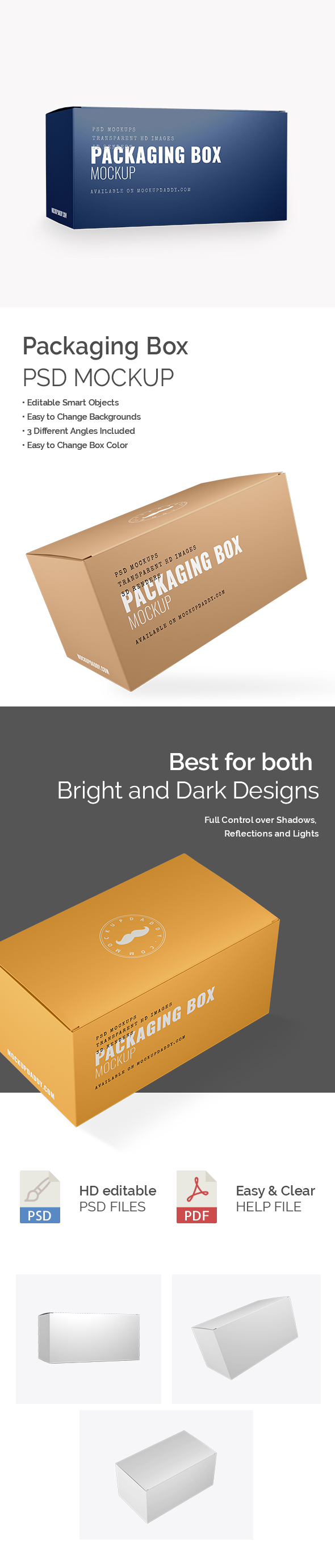  Rectangle Packaging Mockup on white and black background.