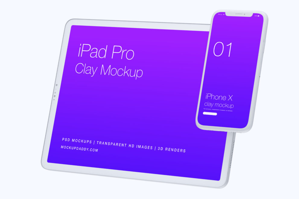 iPad and iPhone Clay Mockup - Mockup Daddy