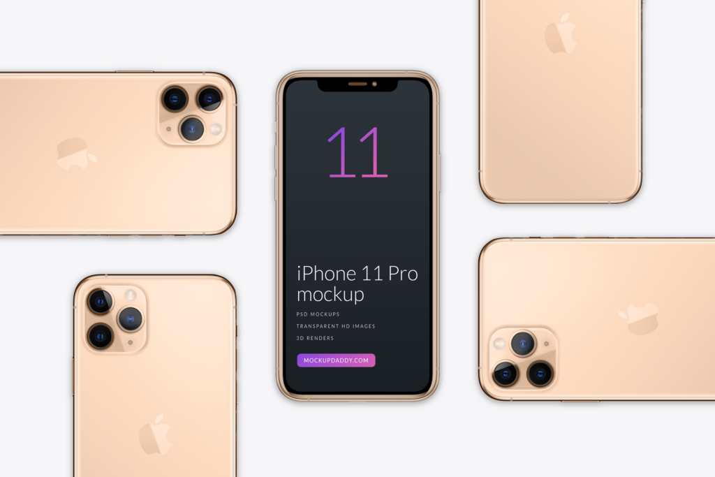 Download Free Gold iPhone 11 Pro Isometric Mockup - Mockup Daddy