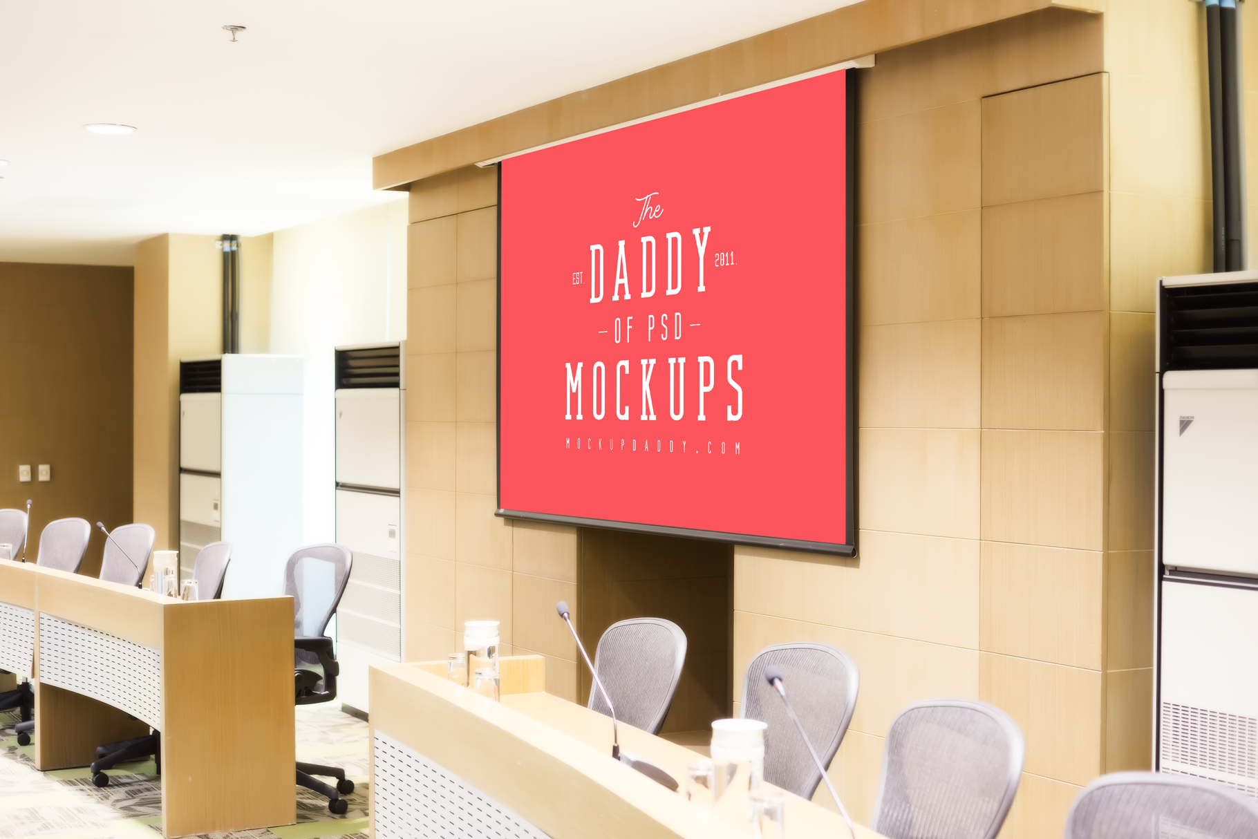 Download Free Conference Room Screen Mockup - Mockup Daddy