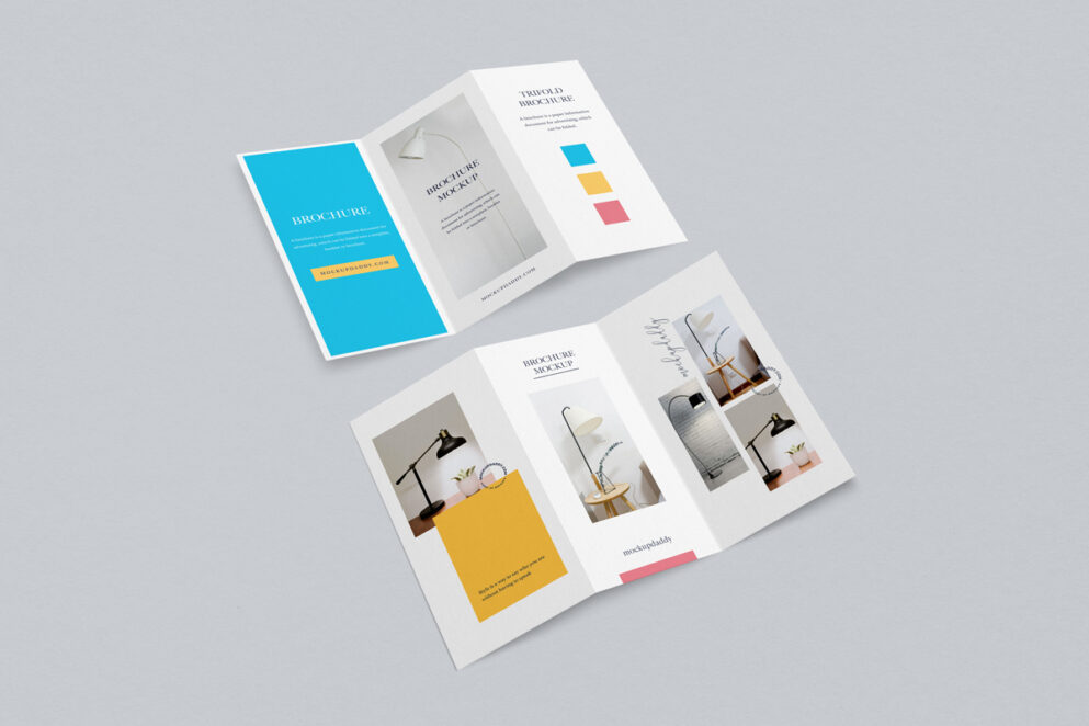 3 Folds DL Brochure Mockup - Mockup Daddy