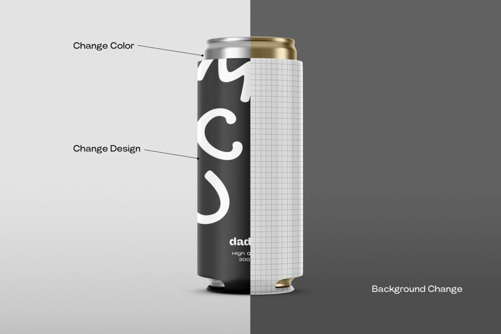 Download Free PSD 24 oz Can Cooler Mockup for Your Designs