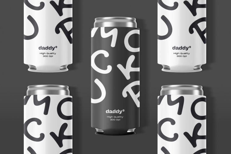 Download Free PSD 24 Oz Can Cooler Mockup For Your Designs