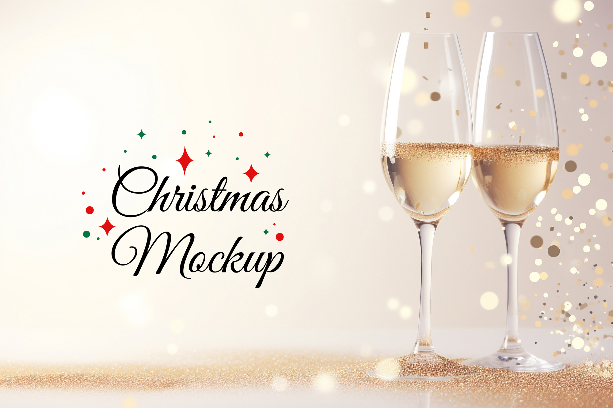 Christmas Champagne Glass Mockup - Mockup Daddy