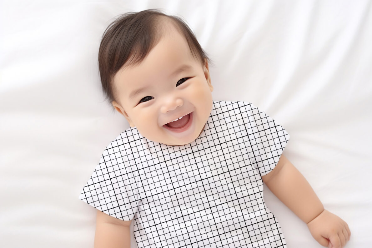 Asian Baby Wearing T-shirt Mockup - Mockup Daddy