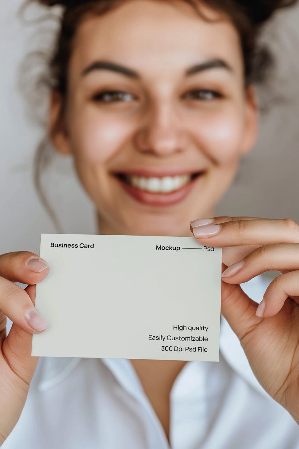 Close Up Woman Holding Business Card Mockup Mockup Daddy 4564