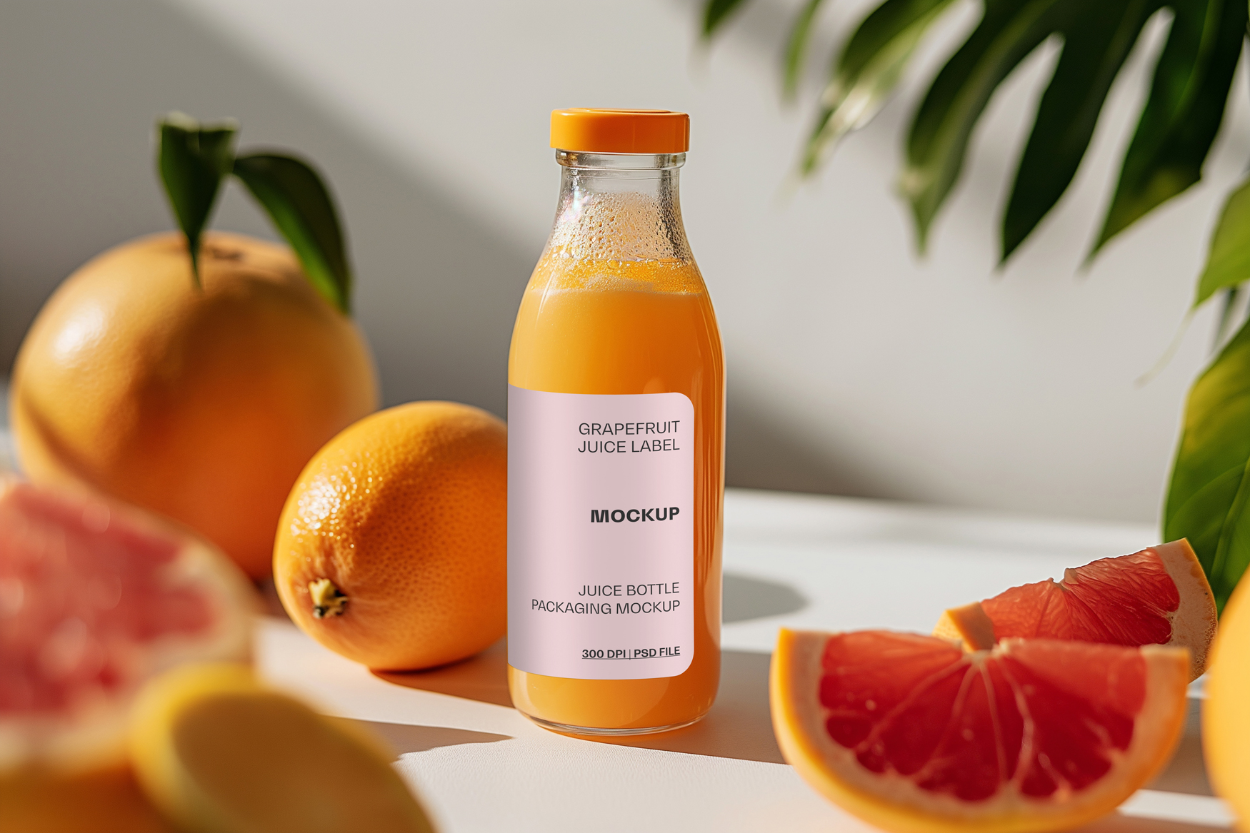 Grapefruit Juice Bottle Mockup - Mockup Daddy