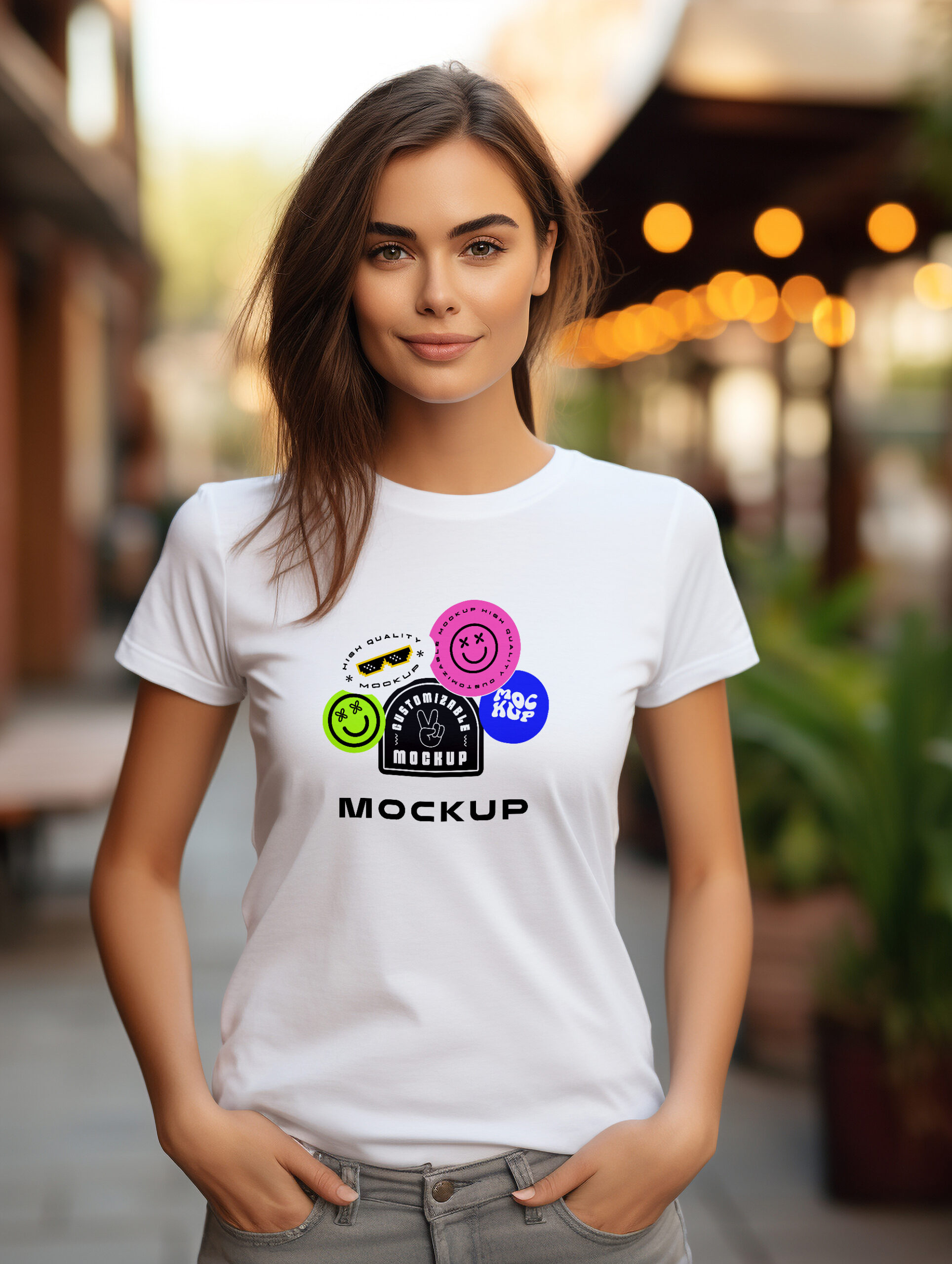 Woman Wearing T Shirt Mockup   Mockup Daddy