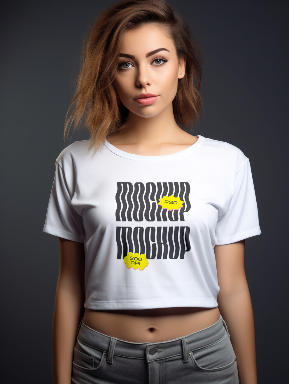 Young Woman Wearing Crop Top Mockup   Mockup Daddy